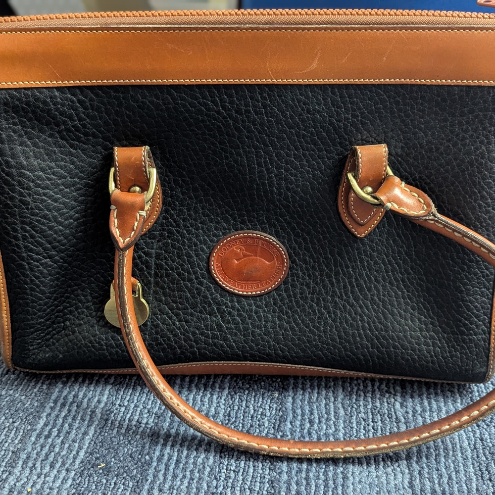 Vintage Dooney & Bourke Pebble Leather Two Tone Shoulder Bag.